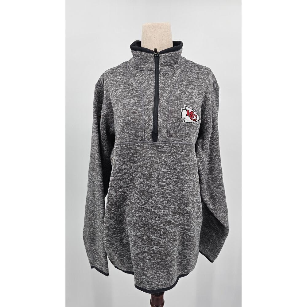 Antigua Men's L Gray Kansas City Chiefs NFL Quarter Zip Long Sleeve Pullover
